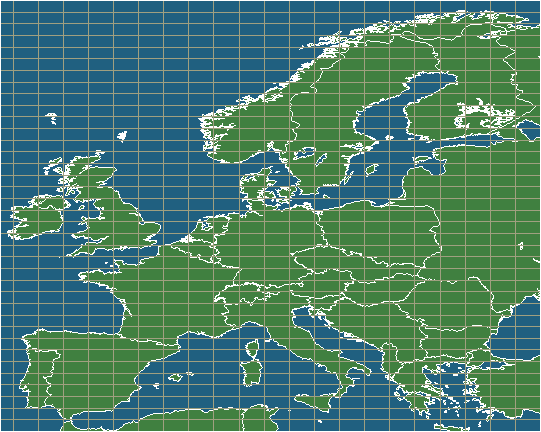 Lokátorová mapa Evropy - nepopsaná
